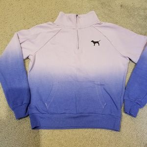 PINK purple ombre quarter zip pullover sweatshirt